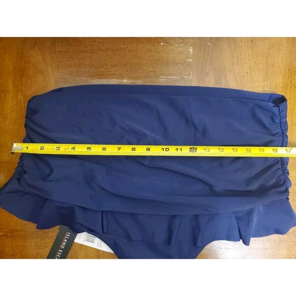 Island Escape Skirtini Navy Blue Ruffled Skirted Tummy Bikini Bottom Size 16 NWT - Picture 5 of 5